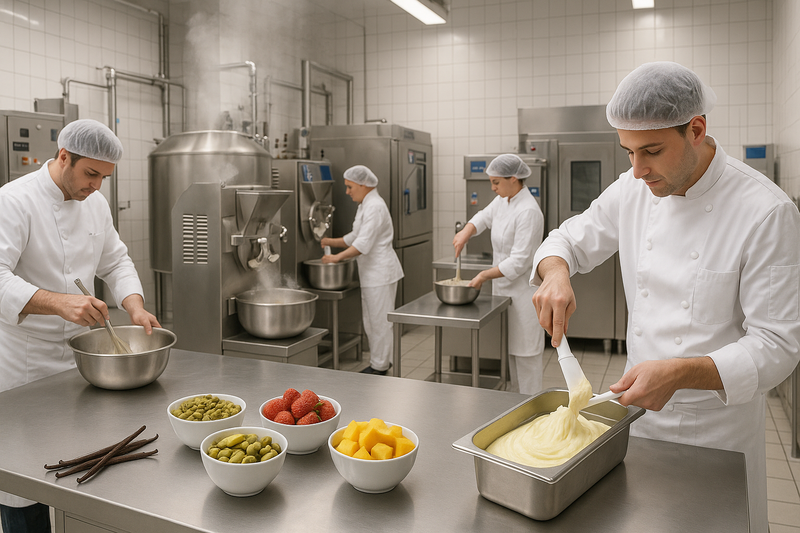 crafting gelato in the factory